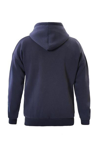 SOFTWAY Unisex Oversize Πολύχρωμο Φούτερ με κουκούλα από φλις με στάμπα σκελετού - Navy Blue