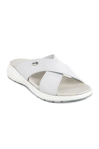Muya Women's White Casual Slippers with Anatomical Sole and Straps - Loulou