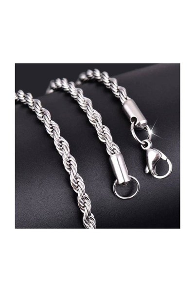 Burgu 925 Bileklik 4mm Zincir Unisex Damgalı Gümüş Ayar Kaplama