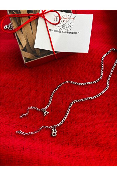 derokas 2'li Sevgili Çift Harf Detaylı Paslanmaz Çelik Aşk Bilekliği 2'li Mar...