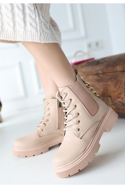 BESKAR Μπότες Harte Nude Skin Lace Up
