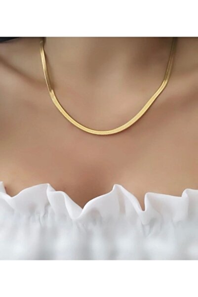 stainles steel Steel Italian Crushed Chain Necklace Non-Tarnish Real Steel Material Gold Golden