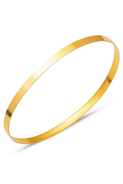 NKIE JEWELS Steel cm Detailed Bracelet 22 Thick 1 Plain Ajda Piece Gold 6.5mm