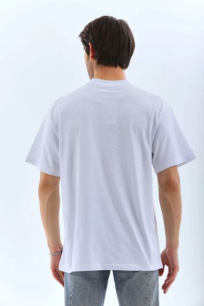 modaserdem Λευκό μπλουζάκι Unisex Oversize Stone με λεπτομέρεια με λαιμόκοψη