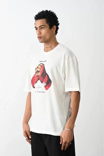 JANES Λευκό μπλουζάκι Unisex Oversize με στάμπα