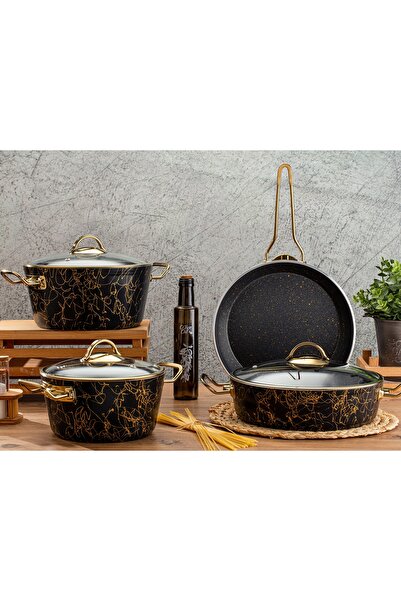 Yıldız çelik Evinda Spider 7 Parça Granit Tencere Seti