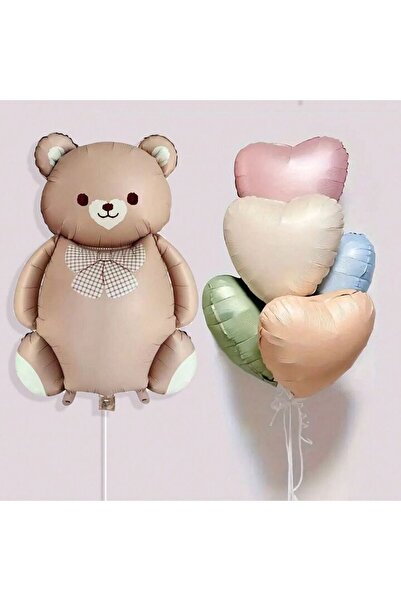 DÜVENCİ TİCARET Bear Foil Heart Balloon Set with Shirt