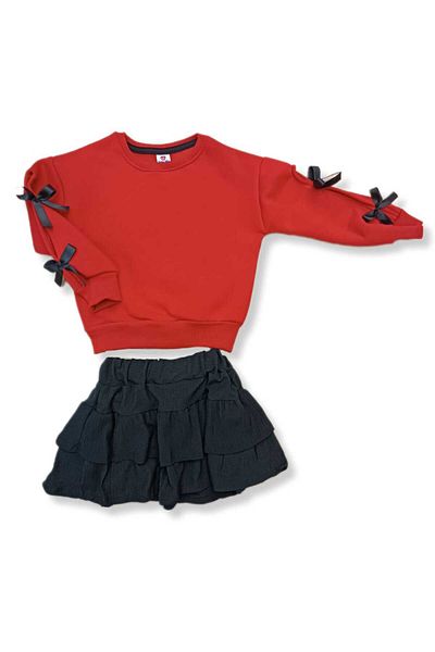 Fua Shop Girl's Bow Detailed Ruffle Skirt Set