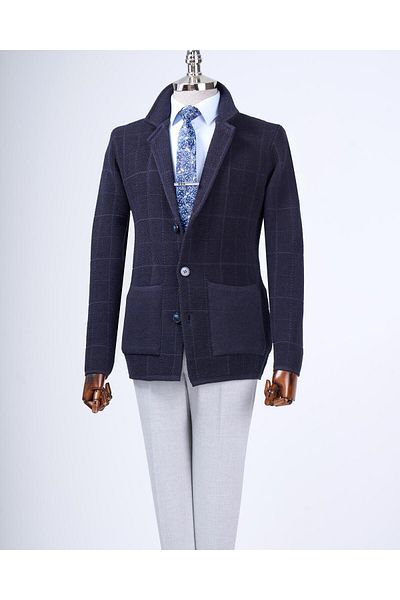TerziAdemAltun Italian Style Slim Fit Button Knitwear Jacket Navy Blue T13263