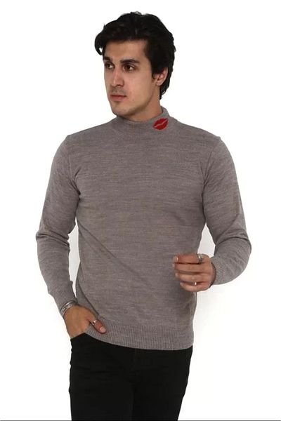 Moka Shopin Mokashopin Unisex Half Throat Printed Woven Knitwear - Mink