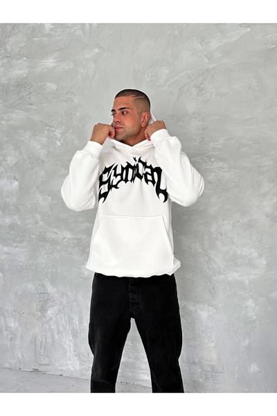 Kokosh moda White Unisex Hooded Printed Sweatshirt - Three Thread