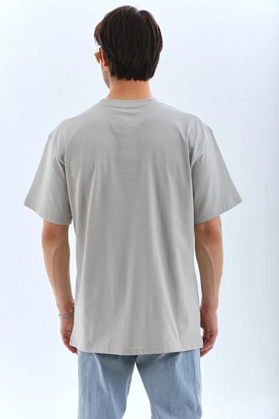 modaserdem Γκρι μπλουζάκι Unisex Oversize Stone με λεπτομέρεια με λαιμόκοψη