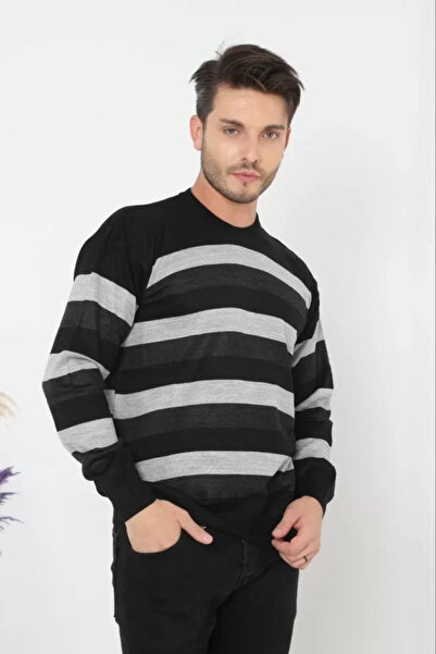 JANES Πλεκτό πουλόβερ Smoked Unisex Thick Striped Crew Neck