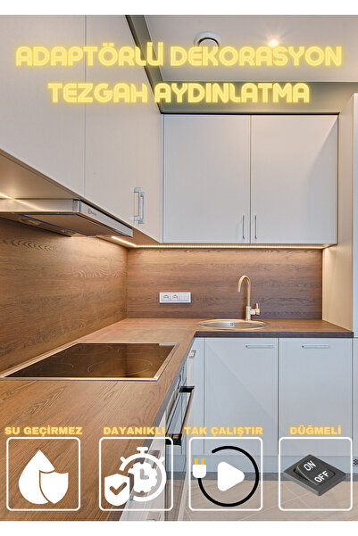 dat home 5 Metre Gold Işık Led Mutfak Gece Lambası, Şerit Artmatür, Aç Kapa A...