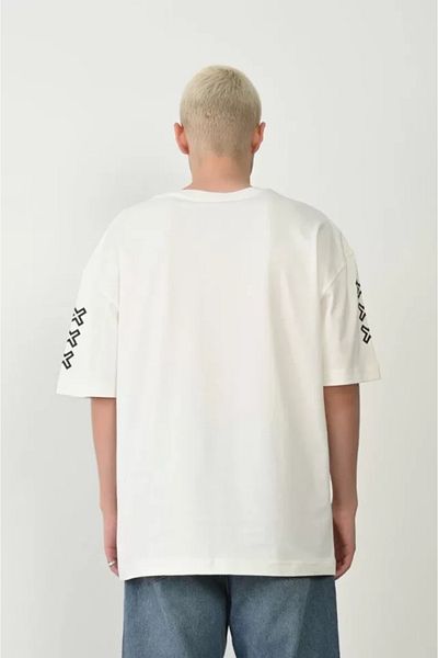 JANES Λευκό Unisex Oversize T-Shirt - Crew Neck, Printed