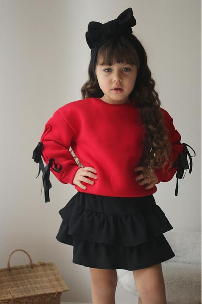 Fua Shop Girl's Bow Detailed Ruffle Skirt Set