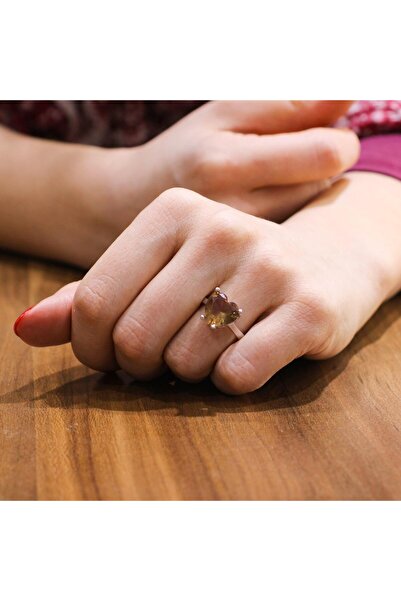 Nusret Takı 925 Ayar Gümüş Zultanit Kalp Taşlı Yüzük