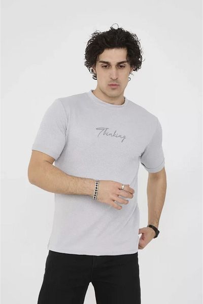 JANES Γκρι μπλουζάκι Unisex Slim Fit Crew Neck