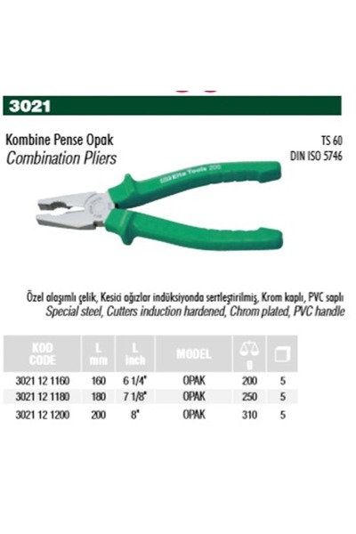 Elta 160 mm Combined Pliers Opaque Model 3021