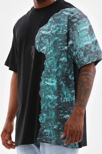 modaserdem Μπλουζάκι Unisex Crew Neck Printed Oversize - Μαύρο