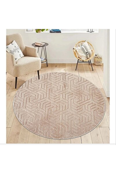 AKSU Dınarsuarmonı Beige Lux Embos Machine Washable Decorative Modern Carpet