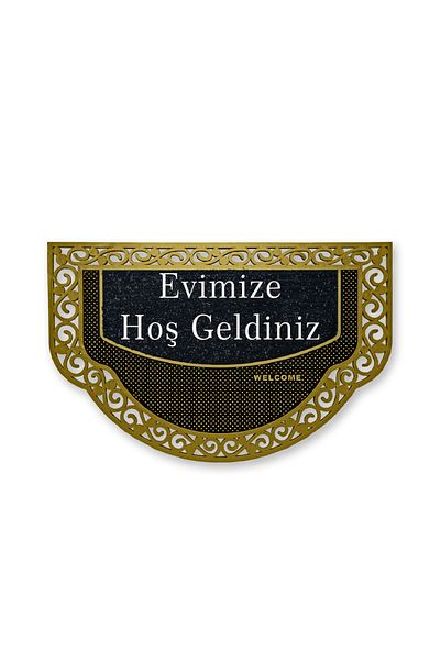 M&H Quality Bine ați venit Half Moon Model - Ușă de vară, covoraș și culoare aurie Bine ați venit la casa noastră