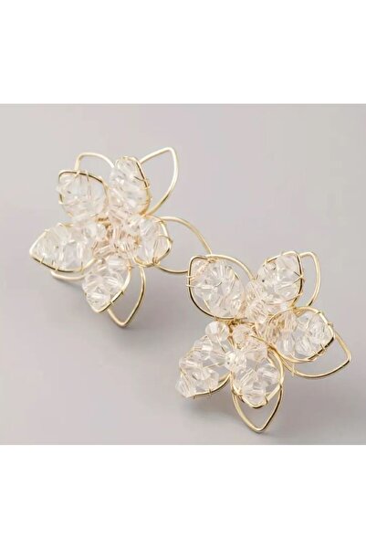 Dgt Luxury Cam Mozaik Dekoratif Çiçek Küpeler-Kulak İğnesi 925 Ayar Gümüş