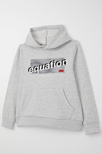 Breeze Світшот для хлопчиків 8-14 років - з принтом, кишенями-кенгуру, капюшоном, світло-сірий меланж