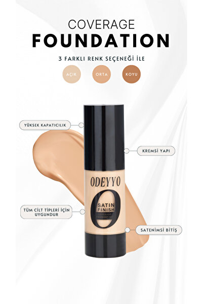 Odeyyo Coverage Fondöten London – Açık Ton, Saten Bitiş, Niacinamide Destekli