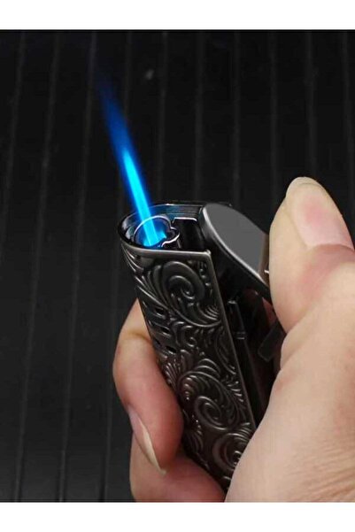 HK GİFT SHOP Kişiye Özel Kabartmalı İşlemeli Güçlü Torch Bronz Gazlı Çakmak