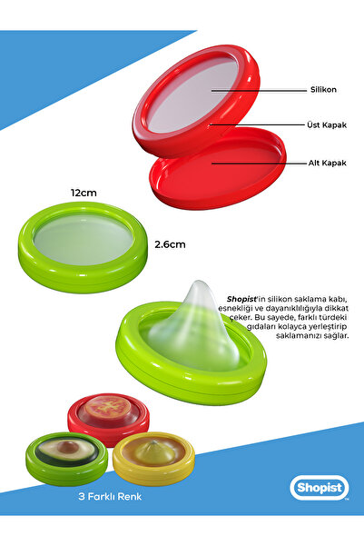 SHOPİST Flexible Lid Storage Container for Cut Food 3 Pieces