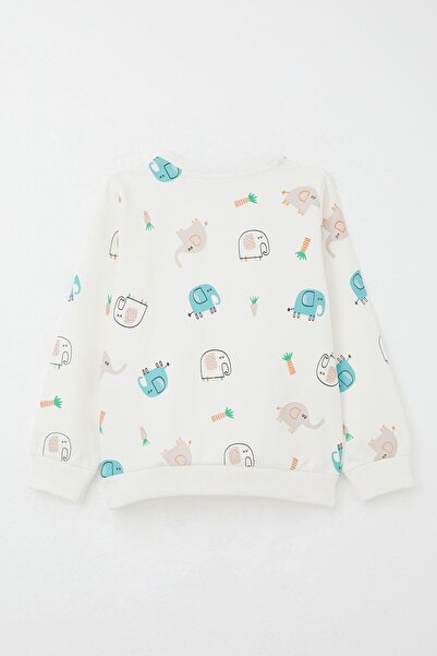 Breeze 1-4 Years Old Boy's Tracksuit Set - Cute Elephant Print, Ecru