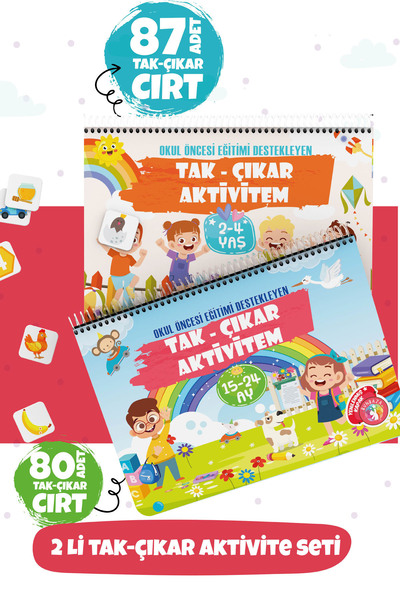 Bunbaza Tak-çıkar 2 Li Set Aktivite Kitabım 15-24 Ay 87 Adet Cırt Ve 2-4 Yaş ...