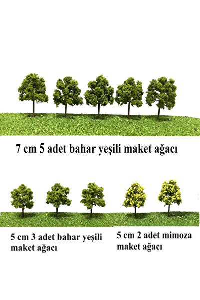 maketsunum 10 adet  5cm ve 7 cm yuvarlak formlu maket ağaç