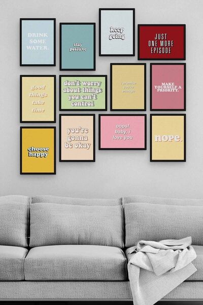 Pi Dekorasyon Ingilizce Sözler 12 Parça Ahşap Mdf Tablo Zlltb300