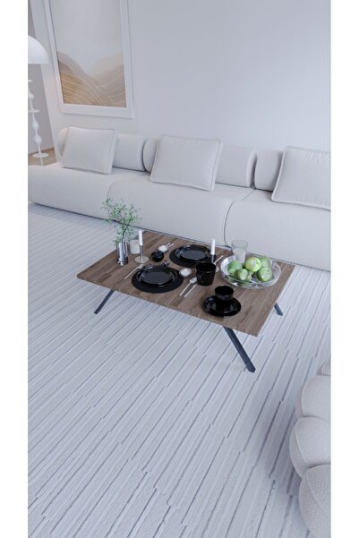 moka park avm Toprak Katlanabilir Ayaklı Dikdörtgen Şık Ceviz Yer Sofrası