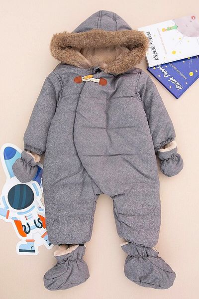 MDM Modalifebaby New Season Baby Cosmonaut - Shepherd Buttoned Jumpsuit with Zippered Hood