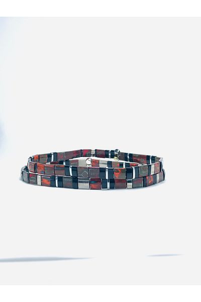 NAZLI TAKILAR 2-Piece Tila Bracelet Earth Tones