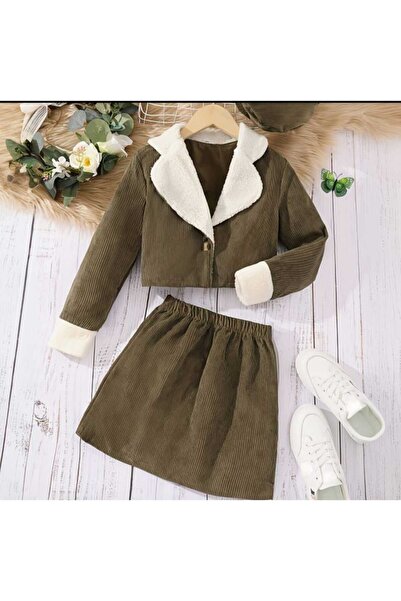 shop 3 lü kombin ceket etek sapka kadife elbise