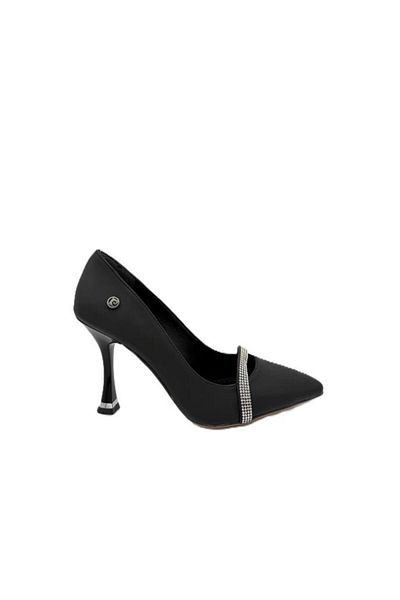 Pierre Cardin ®   PC 54042 Pantofi clasici cu toc pentru femei cu detaliu din piatră satinată neagră