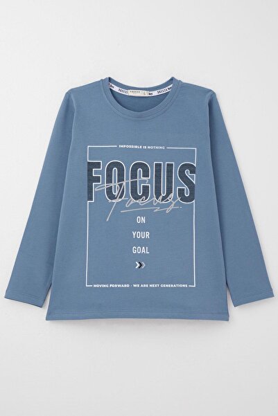 Breeze Хлопчача футболка з довгими рукавами, з принтом слогана, для дітей 6-12 років, Indigo
