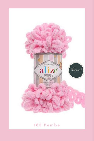 Alize غزل منتفخ للحياكة اليدوية BIG BOWKNOT (مفرد) - 100 غرام. 9 جبل. حبل الإصبع، حبل كارديجان اللحمة 185 وردي