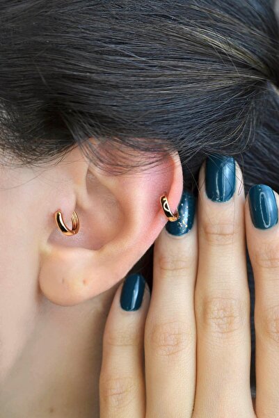 Sacce Scarves&Accessories Düz Halka Piercing Tragus Helix Kıkırdak Küpesi