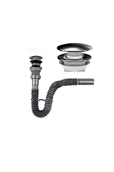 QuarVit Gri Koku Önleyicili Pop-up Bas Aç Körüklü Lavabo Gider Sifonu