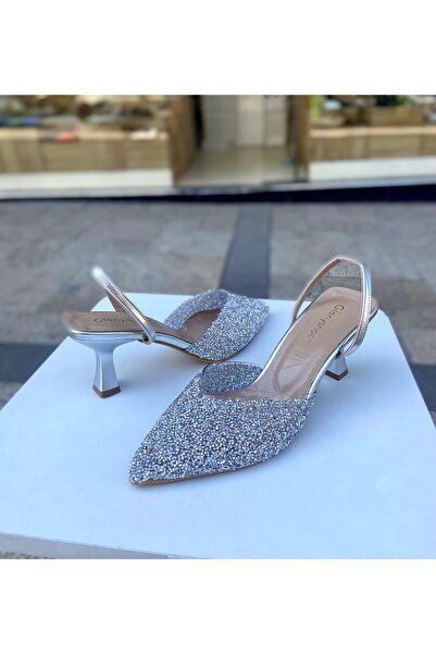 Gloriys Ayakkabı & Çanta Boty na podpatku 6 cm Silver Glass Stone - 01210