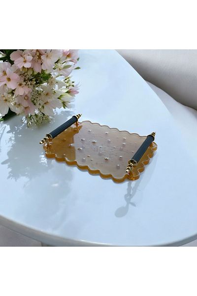 Home Epoxy Resin Jewelry Tray - Pearls - Width: 19 cm Length: 15 cm