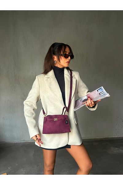Night Geantă de mână și de umăr pentru femei Zenda Model Suede Claret Red