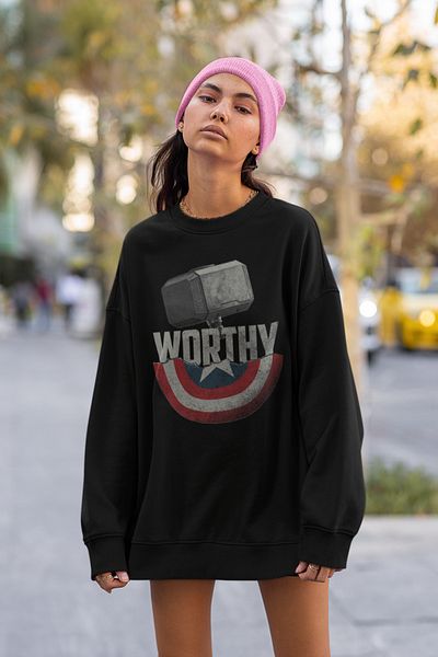 SEVBANO Worthy Thor X Captain America Design Printed Unisex Oversize Sweatshirt
