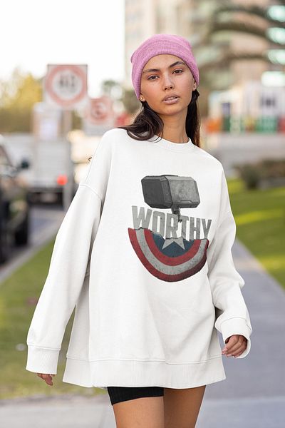 SEVBANO Worthy Thor X Captain America Design Printed Unisex Oversize Sweatshirt