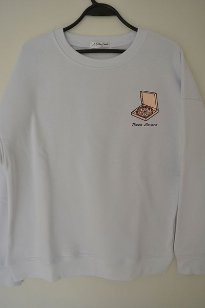 EldenStitch Hanorac oversize unisex brodat pentru iubitorii de pizza